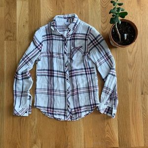 Kenar White Stretchy Plaid Flannel